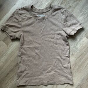 Everlane Tan Pointelle Women’s T-Shirt